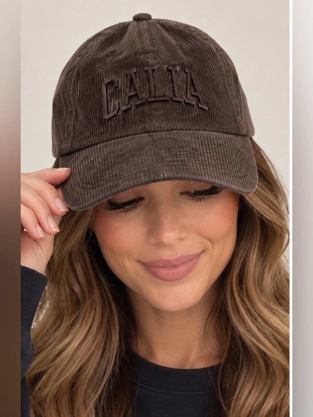 CALIA by Carrie Underwood Chocolate Brown Corduroy Baseball Cap